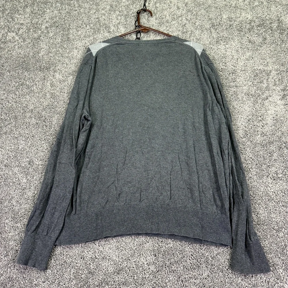 Banana Republic Sweater Mens XL Gray Knit V Neck Silk Cotton Cashmere Preppy